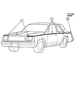 МОЛДИНГИ КУЗОВА-ЛИСТОВОЙ МЕТАЛ-ФУРНИТУРА ЗАДНЕГО ОТСЕКА-ФУРНИТУРА КРЫШИ Buick Regal 1984-1984 G69 STRIPES/BODY (D90)