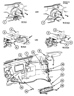 BODY MOUNTING-AIR CONDITIONING-AUDIO/ENTERTAINMENT Buick Electra 1985-1985 C A/C CONTROL SYSTEM VACUUM (C68)