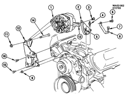 STARTER-GENERATOR-IGNITION-ELECTRICAL-LAMPS Pontiac 6000 1982-1983 A GENERATOR MOUNTING-4.3L V6 (LT7/4.3T) DIESEL
