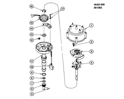 STARTER-GENERATOR-IGNITION-ELECTRICAL-LAMPS Chevrolet Cavalier 1983-1984 J DISTRIBUTOR/IGNITION (LQ5/2.0P)