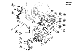 BODY MOUNTING-AIR CONDITIONING-AUDIO/ENTERTAINMENT Pontiac J2000 1984-1984 J A/C COMPRESSOR MOUNTING-1.8L L4 (LA5/1.8J,LH8/1.8-0)