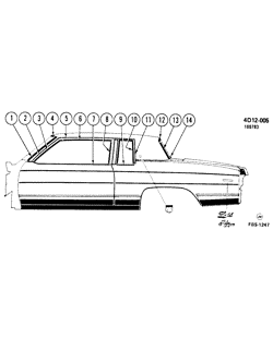 BODY MOLDINGS-SHEET METAL-REAR COMPARTMENT HARDWARE-ROOF HARDWARE Buick Electra 1984-1984 DR37 MOLDINGS/BODY-ABOVE BELT