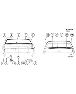 BODY MOLDINGS-SHEET METAL-REAR COMPARTMENT HARDWARE-ROOF HARDWARE Buick Electra 1984-1984 DR37 MOLDINGS/BODY-REAR