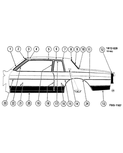 BODY MOLDINGS-SHEET METAL-REAR COMPARTMENT HARDWARE-ROOF HARDWARE Chevrolet Caprice 1984-1984 BN47 MOLDINGS/BODY-SIDE