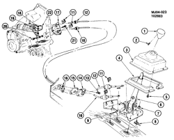 BRAKES Cadillac Cimarron 1983-1984 J SHIFT CONTROLS/MANUAL TRANSMISSION 5 SPEED(1ST DES)