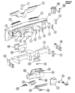 BODY MOUNTING-AIR CONDITIONING-AUDIO/ENTERTAINMENT Buick Riviera 1982-1985 E AIR DISTRIBUTION SYSTEM