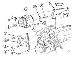 SUP. DE CARR. - AIR CLIM.- AUDIO/DIVERTISSEMENT Buick Century 1982-1985 A A/C COMPRESSOR MOUNTING-4.3L V6 (LT7/4.3T) DIESEL
