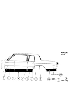 BODY MOLDINGS-SHEET METAL-REAR COMPARTMENT HARDWARE-ROOF HARDWARE Buick Lesabre 1985-1985 BN37 MOLDINGS/BODY-BELOW BELT