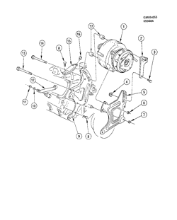 КРЕПЛЕНИЕ КУЗОВА-КОНДИЦИОНЕР-АУДИОСИСТЕМА Buick Lesabre 1982-1990 B A/C COMPRESSOR MOUNTING-5.0L V8 (LV2/307Y)