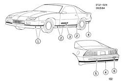 BODY MOLDINGS-SHEET METAL-REAR COMPARTMENT HARDWARE-ROOF HARDWARE Chevrolet Camaro 1985-1985 F STRIPES/BODY  (IROC-Z)