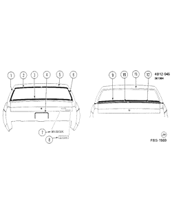 BODY MOLDINGS-SHEET METAL-REAR COMPARTMENT HARDWARE-ROOF HARDWARE Buick Lesabre 1985-1985 B69 MOLDINGS/BODY-REAR