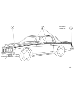 BODY MOLDINGS-SHEET METAL-REAR COMPARTMENT HARDWARE-ROOF HARDWARE Chevrolet Caprice 1985-1985 B47 STRIPES/BODY (D84 OPTION)