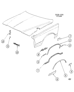 FRONT END SHEET METAL-HEATER-VEHICLE MAINTENANCE Chevrolet El Camino 1985-1985 G MOLDINGS/FRONT END