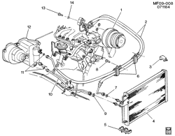 BODY MOUNTING-AIR CONDITIONING-AUDIO/ENTERTAINMENT Chevrolet Camaro 1985-1986 F A/C REFRIGERATION SYSTEM-V6 & V8 (LB8/2.8S,LB9/5.0F)