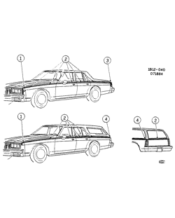 МОЛДИНГИ КУЗОВА-ЛИСТОВОЙ МЕТАЛ-ФУРНИТУРА ЗАДНЕГО ОТСЕКА-ФУРНИТУРА КРЫШИ Chevrolet Impala 1985-1985 B35 STRIPES/BODY (D84 OPTION)