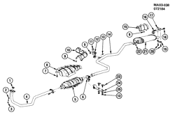 FUEL SYSTEM-EXHAUST-EMISSION SYSTEM Buick Century 1984-1985 A19-27 EXHAUST SYSTEM-L4 (LR8/2.5R)