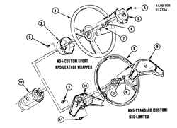 FRONT SUSPENSION-STEERING Buick Century 1983-1983 A STEERING WHEEL & HORN PARTS