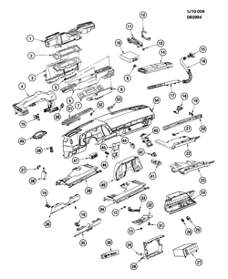 WINDSHIELD-WIPER-MIRRORS-INSTRUMENT PANEL-CONSOLE-DOORS Chevrolet Cavalier 1985-1986 JE INSTRUMENT PANEL PART 1