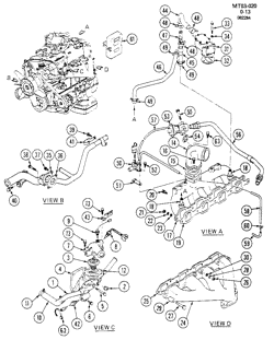 FUEL SYSTEM-EXHAUST-EMISSION SYSTEM Pontiac T1000 1985-1986 T INTAKE & EXHAUST MANIFOLD-1.8L L4 (LJ5/1.8D) DIESEL (CALIF)