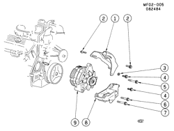 СТАРТЕР-ГЕНЕРАТОР-СИСТЕМА ЗАЖИГАНИЯ-ЭЛЕКТРООБОРУДОВАНИЕ-ЛАМПЫ Chevrolet Camaro 1985-1986 F GENERATOR MOUNTING-2.8L V6 (LB8/2.8S)