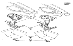 КРЕПЛЕНИЕ КУЗОВА-КОНДИЦИОНЕР-АУДИОСИСТЕМА Pontiac 6000 1982-1991 A AUDIO SYSTEM SPEAKERS/REAR SHELF (EXC A35)