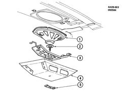 BODY MOUNTING-AIR CONDITIONING-AUDIO/ENTERTAINMENT Buick Century 1989-1991 A37-69 AUDIO SYSTEM SPEAKERS/REAR SHELF