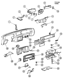PARE-BRISE - ESSUI-GLACE - RÉTROVISEURS - TABLEAU DE BOR - CONSOLE - PORTES Chevrolet Monte Carlo 1985-1985 G INSTRUMENT PANEL PART 2