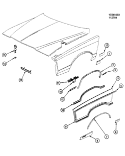 FRONT END SHEET METAL-HEATER-VEHICLE MAINTENANCE Chevrolet Monte Carlo 1982-1984 G MOLDINGS/FRONT END