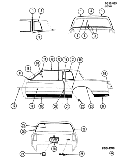 BODY MOLDINGS-SHEET METAL-REAR COMPARTMENT HARDWARE-ROOF HARDWARE Chevrolet Malibu 1983-1983 GZ MOLDINGS/BODY-SIDE