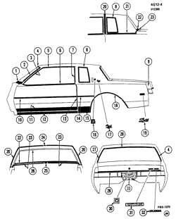 МОЛДИНГИ КУЗОВА-ЛИСТОВОЙ МЕТАЛ-ФУРНИТУРА ЗАДНЕГО ОТСЕКА-ФУРНИТУРА КРЫШИ Buick Regal 1982-1982 G47 MOLDINGS/BODY