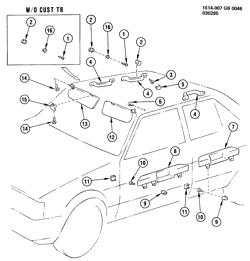 INTERIOR TRIM-FRONT SEAT TRIM-SEAT BELTS Chevrolet Nova 1985-1988 S COAT HOOK, HANDLE & SUNSHADE