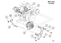 STARTER-GENERATOR-IGNITION-ELECTRICAL-LAMPS Pontiac Firebird 1984-1986 F GENERATOR MOUNTING-L4 (LQ9/2.5-2)