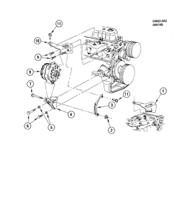 STARTER-GENERATOR-IGNITION-ELECTRICAL-LAMPS Buick Skylark 1982-1985 X GENERATOR MOUNTING-2.5L L4 (LR8/2.5R)