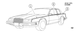 МОЛДИНГИ КУЗОВА-ЛИСТОВОЙ МЕТАЛ-ФУРНИТУРА ЗАДНЕГО ОТСЕКА-ФУРНИТУРА КРЫШИ Buick Riviera 1986-1986 E STRIPES/BODY (D90)