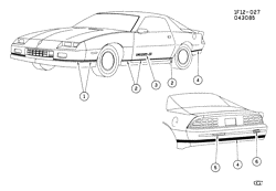 BODY MOLDINGS-SHEET METAL-REAR COMPARTMENT HARDWARE-ROOF HARDWARE Chevrolet Camaro 1986-1986 F STRIPES/BODY  (IROC-Z)