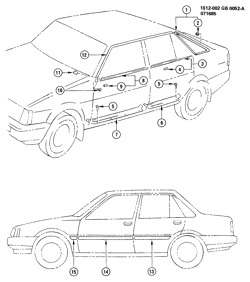 BODY MOLDINGS-SHEET METAL-REAR COMPARTMENT HARDWARE-ROOF HARDWARE Chevrolet Nova 1985-1988 S19 MOLDINGS/BODY SIDE