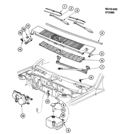 ВЕТРОВОЕ СТЕКЛО-СТЕКЛООЧИСТИТЕЛЬ-ЗЕРКАЛА-ПРИБОРНАЯ ПАНЕЛЬ-КОНСОЛЬ-ДВЕРИ Chevrolet Cavalier 1985-1991 J WIPER SYSTEM/WINDSHIELD
