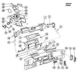 BODY MOUNTING-AIR CONDITIONING-AUDIO/ENTERTAINMENT Cadillac Cimarron 1982-1988 J AIR DISTRIBUTION SYSTEM