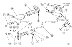 SISTEMA DE COMBUSTÍVEL-ESCAPE-SISTEMA DE EMISSÕES Cadillac Fleetwood Brougham (FWD) 1985-1985 C EXHAUST SYSTEM-V8 4.1L (4.1-8)(LT8)