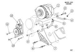 STARTER-GENERATOR-IGNITION-ELECTRICAL-LAMPS Buick Lesabre 1986-1986 H GENERATOR MOUNTING-V6 3.0L (3.0L)(LN7)