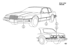 МОЛДИНГИ КУЗОВА-ЛИСТОВОЙ МЕТАЛ-ФУРНИТУРА ЗАДНЕГО ОТСЕКА-ФУРНИТУРА КРЫШИ Buick Riviera 1986-1986 E STRIPES/BODY T-TYPE(DX4)