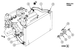 COOLING SYSTEM-GRILLE-OIL SYSTEM Pontiac 6000 1982-1986 A HOSES & PIPES/RADIATOR-2.8L V6 (LE2/2.8X)