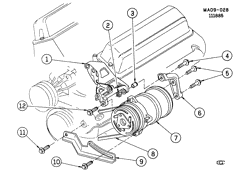 КРЕПЛЕНИЕ КУЗОВА-КОНДИЦИОНЕР-АУДИОСИСТЕМА Pontiac 6000 1985-1986 A A/C COMPRESSOR MOUNTING-2.8L V6 (LB6/2.8W)