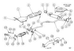FUEL SYSTEM-EXHAUST-EMISSION SYSTEM Cadillac Funeral Coach 1986-1987 C EXHAUST SYSTEM-V8 4.1L (4.1-8)(LT8)