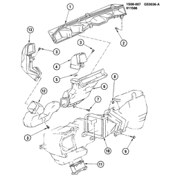 FRONT END SHEET METAL-HEATER-VEHICLE MAINTENANCE Chevrolet Nova 1985-1988 S HEATER & DEFROSTER SYSTEM