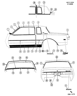 BODY MOLDINGS-SHEET METAL-REAR COMPARTMENT HARDWARE-ROOF HARDWARE Buick Regal 1984-1984 G47 MOLDINGS/BODY