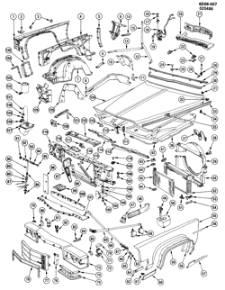 FRONT END SHEET METAL-HEATER-VEHICLE MAINTENANCE Cadillac Brougham 1986-1989 D SHEET METAL/FRONT END