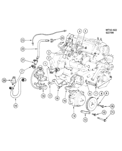 FUEL SYSTEM-EXHAUST-EMISSION SYSTEM Chevrolet Chevette 1986-1987 T A.I.R. PUMP MOUNTING-1.6L L4 (L17/1.6C)