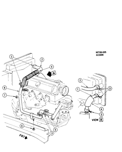 FRONT END SHEET METAL-HEATER-VEHICLE MAINTENANCE Pontiac T1000 1982-1987 T HOSES & PIPES/HEATER-1.6L L4 (L17/1.6C)