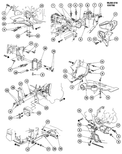 4-CYLINDER ENGINE Pontiac J2000 1985-1986 J ENGINE & TRANSMISSION MOUNTING-L4 (LH8/1.8-0)